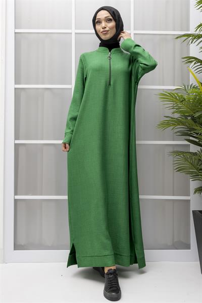 KETEN FERMUARLI GÜNLÜK ELBİSE Benetton OTW2086