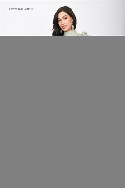 Kolları Bağlamalı Abiye Elbise Yeşil OTW6105