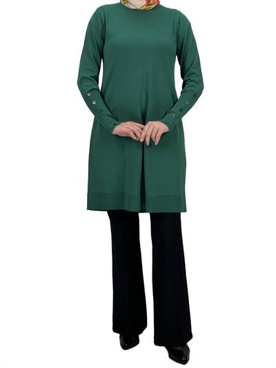 Kolları Düğmeli Merserize Triko Tunik Nefti OTW2769,2