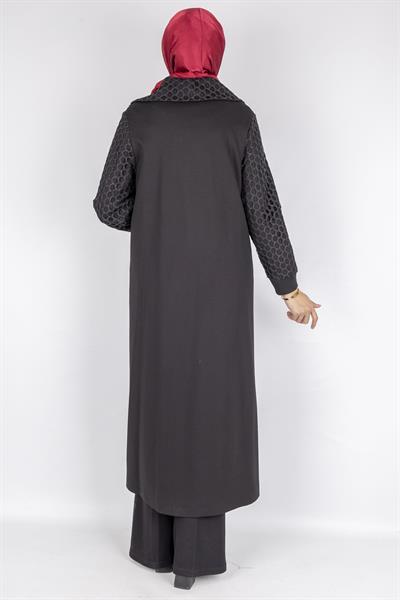 Kolları File Detaylı Tesettür Kap Siyah OTW1592