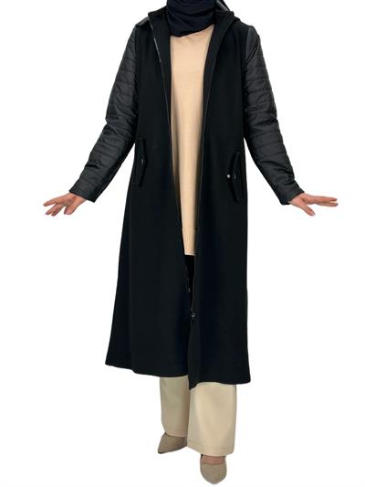 Kolları Paraşüt Kaşe Kaban Siyah OTW36201