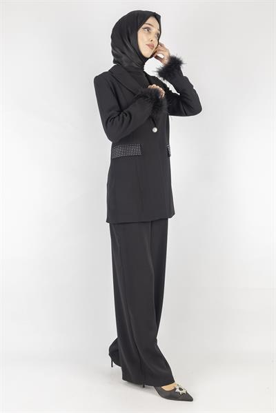 Kolu Otriş Detaylı Takım Siyah OTW15112