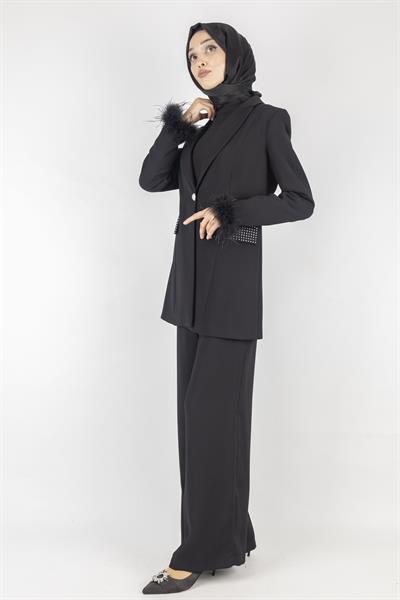 Kolu Otriş Detaylı Takım Siyah OTW15112