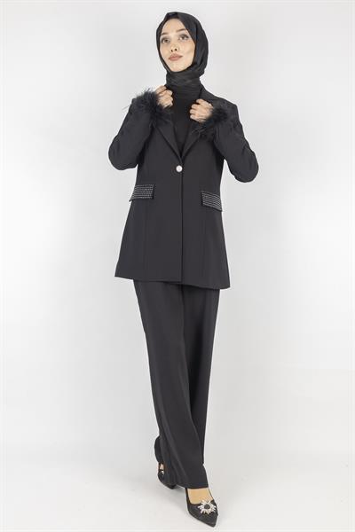 Kolu Otriş Detaylı Takım Siyah OTW15112