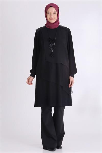 Kolye Aksesuarlı Tunik Siyah OTW20131