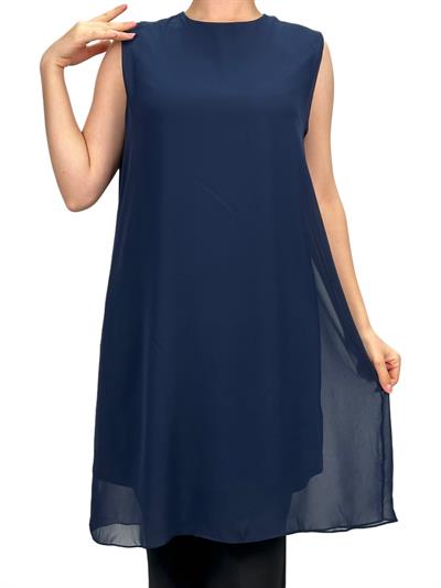 Komple Şifon Kolsuz İçlik Lacivert OTW895