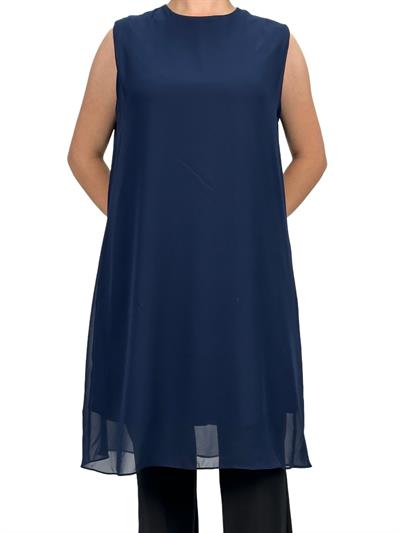 Komple Şifon Kolsuz İçlik Lacivert OTW895