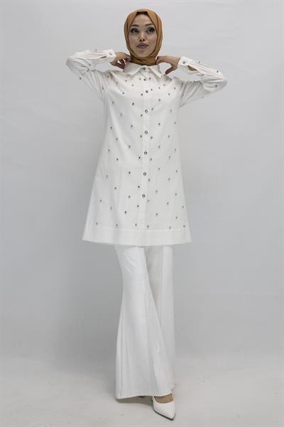 Koton İncili Gömlek Beyaz OTW2148