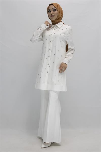 Koton İncili Gömlek Beyaz OTW2148