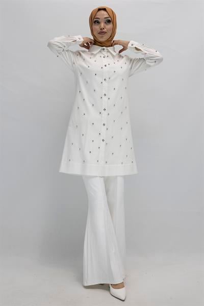 Koton İncili Gömlek Beyaz OTW2148