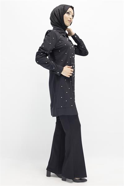 Koton İncili Gömlek Siyah OTW2148