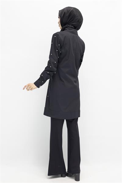 Koton İncili Gömlek Siyah OTW2148