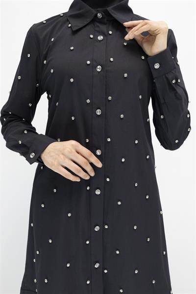 Koton İncili Gömlek Siyah OTW2148