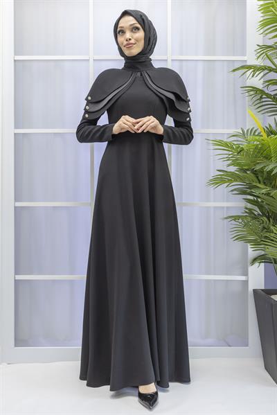 Krep Abiye Elbise Siyah OTW40114