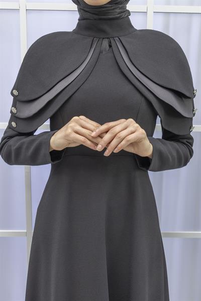 Krep Abiye Elbise Siyah OTW40114