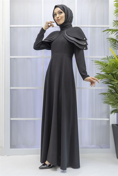 Krep Abiye Elbise Siyah OTW40114
