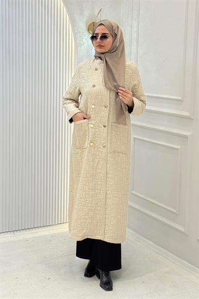 Kruvaze Yaka Kapitone Büyük Beden Kap Taş OTW5191