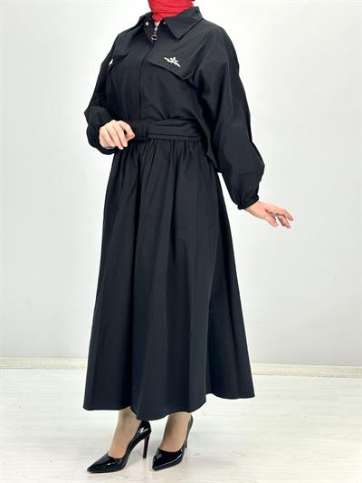 Kuşaklı Etekli Takım Siyah OTW6366