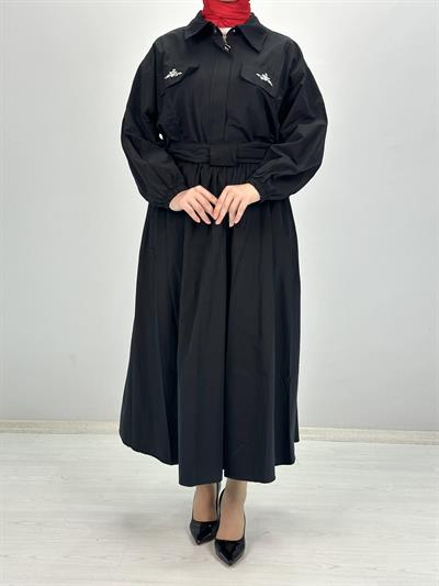 Kuşaklı Etekli Takım Siyah OTW6366