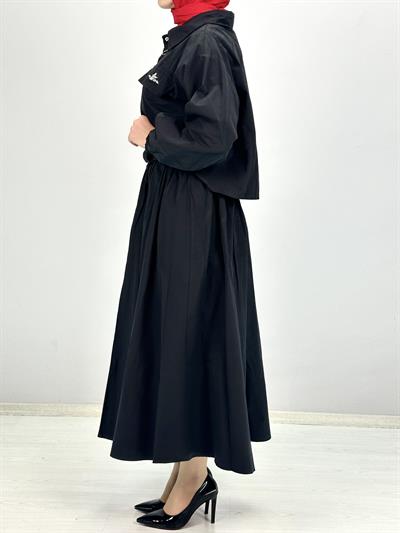 Kuşaklı Etekli Takım Siyah OTW6366