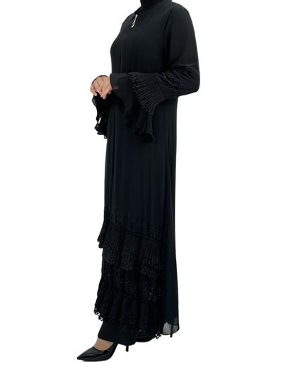 Lazer Kesim Detaylı Ferace Siyah OTW36153