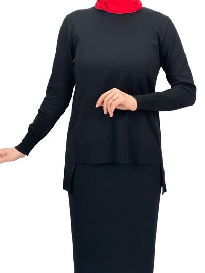 Merserize Triko Bluz Siyah OTW1666