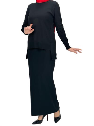 Merserize Triko Bluz Siyah OTW1666