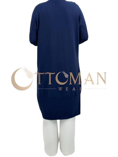 Merserize Triko Düğmeli Hırka Lacivert OTW588