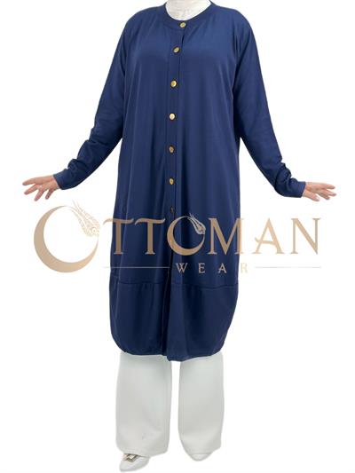 Merserize Triko Düğmeli Hırka Lacivert OTW588