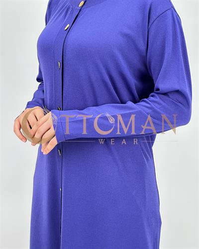 Merserize Triko Düğmeli Hırka Mor OTW588