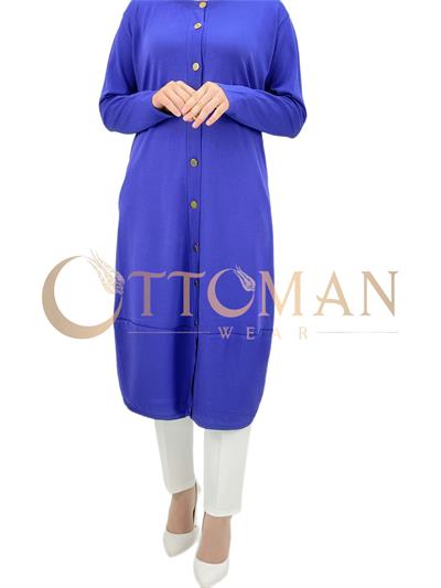 Merserize Triko Düğmeli Hırka Mor OTW588