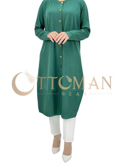 Merserize Triko Düğmeli Hırka Neon Yeşil OTW588