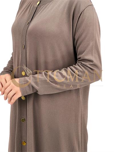 Merserize Triko Düğmeli Hırka Vizon OTW588