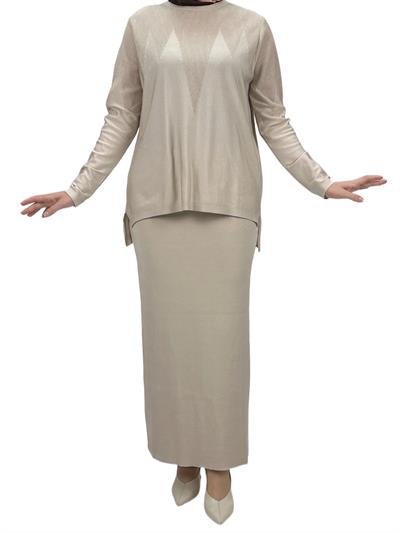 Merserize Triko Etekli Takım Bej OTW0324