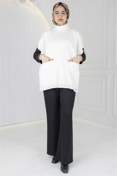 Merserize Triko Kolsuz Tunik Ekru OTW127