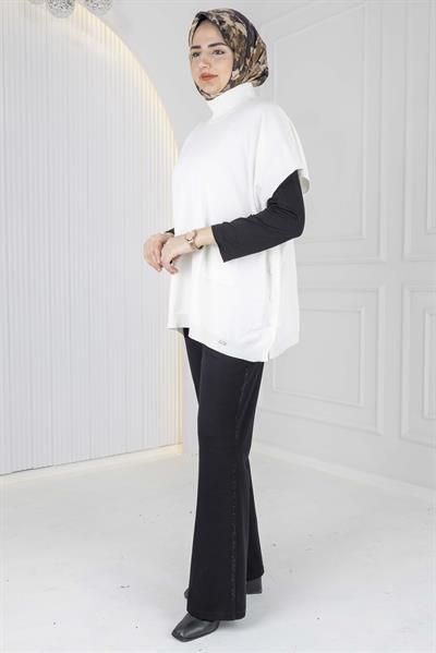 Merserize Triko Kolsuz Tunik Ekru OTW127