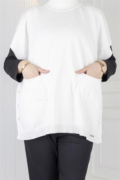 Merserize Triko Kolsuz Tunik Ekru OTW127