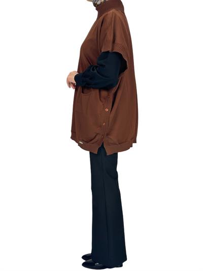 Merserize Triko Kolsuz Tunik Kahve OTW127