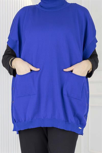 Merserize Triko Kolsuz Tunik Saks OTW127