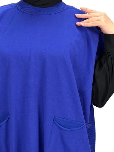 Merserize Triko Kolsuz Tunik Saks OTW127