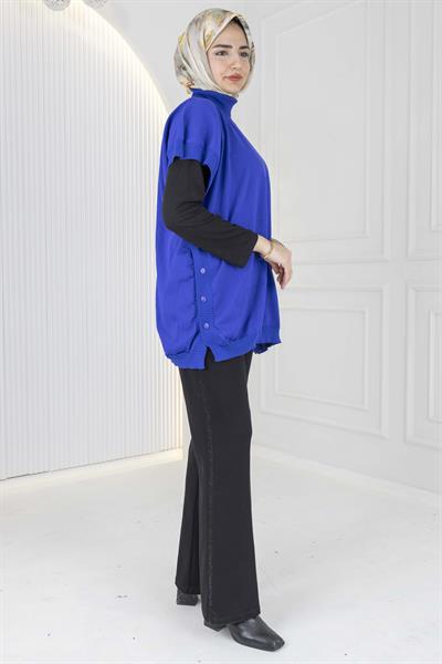 Merserize Triko Kolsuz Tunik Saks OTW127