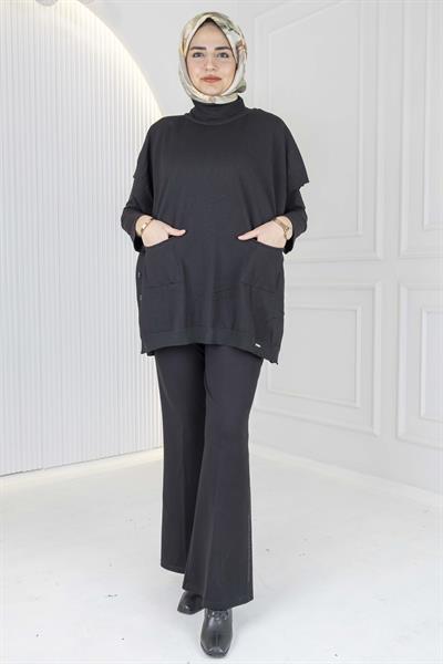 Merserize Triko Kolsuz Tunik Siyah OTW127