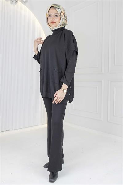 Merserize Triko Kolsuz Tunik Siyah OTW127