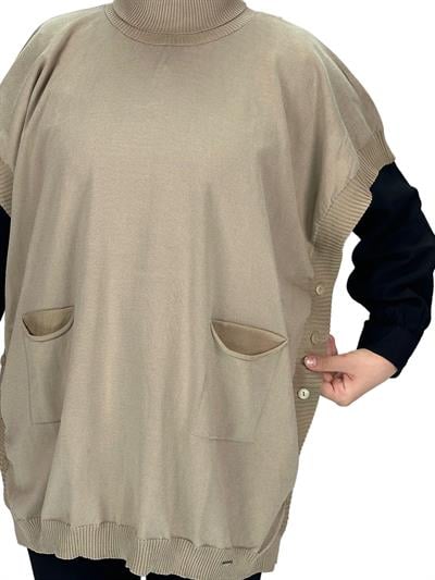 Merserize Triko Kolsuz Tunik Taş OTW127