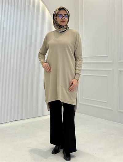 Merserize Triko Tunik Bej OTW130