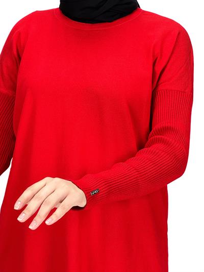 Merserize Triko Tunik Kırmızı OTW121