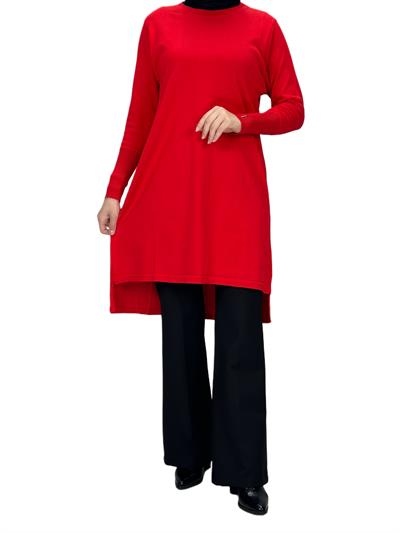 Merserize Triko Tunik Kırmızı OTW121