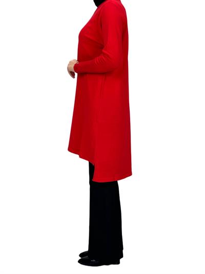 Merserize Triko Tunik Kırmızı OTW121