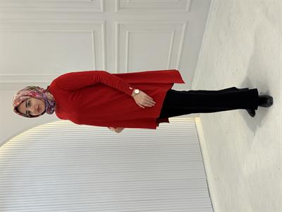 Merserize Triko Tunik Kırmızı OTW123