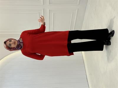 Merserize Triko Tunik Kırmızı OTW123